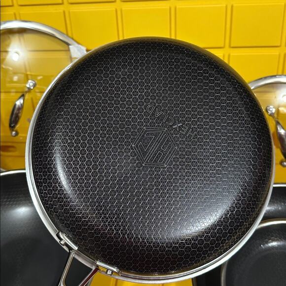 HEXCLAD 7-Piece Nonstick Stainless Steel Frying Pan Set 8 10 12- Lids Wok $600 - Picture 8 of 10
